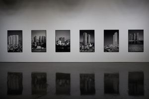 Lee In-Mi, _Cityscape\_Jwacheon Area; Cityscape\_Jwacheon·Beomil Area; Cityscape\_Songdo; Cityscape\_Bujeondong; Cityscape\_Marinecity_ (2022). Archival pigment print. 150 x 100 cm. Exhibition view: Busan Biennale, _We, on the Rising Wave_ (3 September–6 November 2022). Courtesy Busan Biennale Organizing Committee.